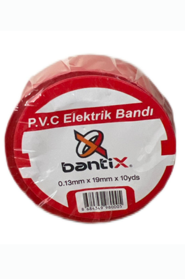 Elektrik Bandı 10 Adet 19mmx10yds Kırmızı Elektrik İzole Bandı 10'lu Paket