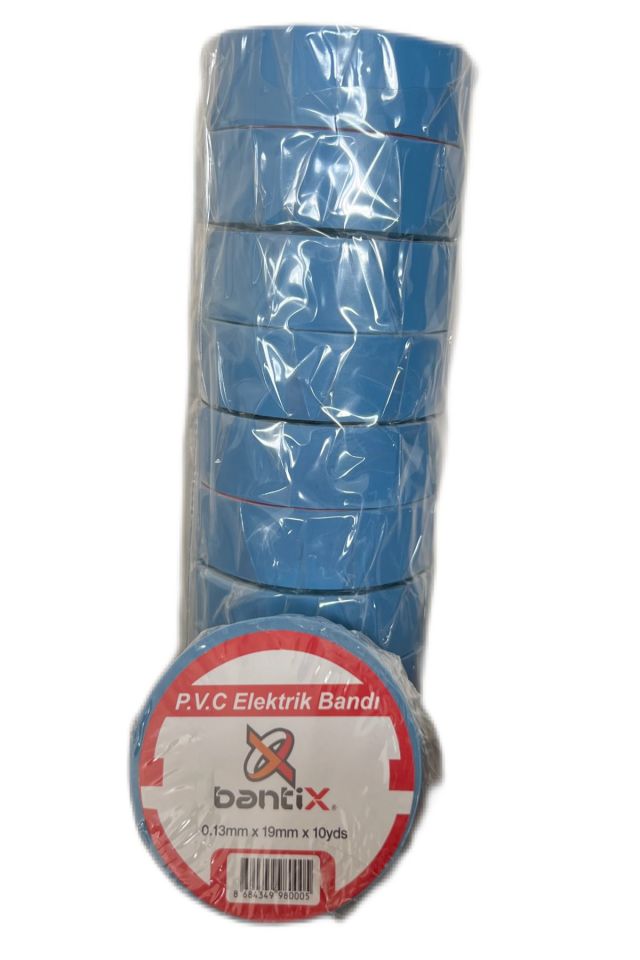Elektrik Bandı 10 Adet 19mmx10yds Mavi Elektrik İzole Bandı 10'lu Paket