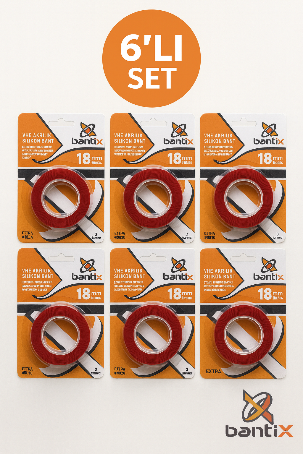 6’lı Çift Taraflı Ekstra Güçlü Şeffaf Silikon Bant – 18mm x 2m